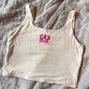 GAP Cream Crop Tank with Pink Logo